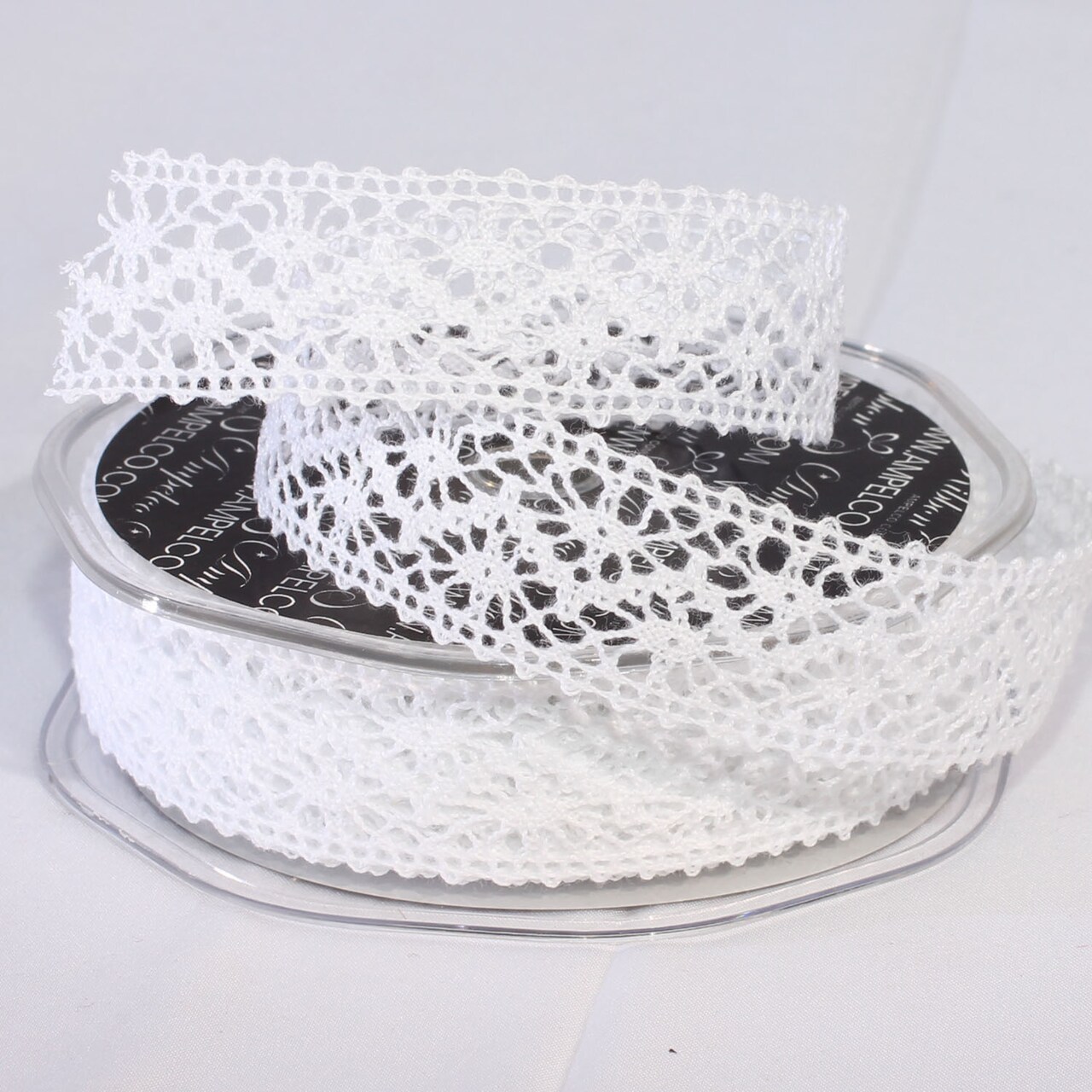 The Ribbon People White Contemporary Floral Lace Craft Ribbon 1" x 40 Yards